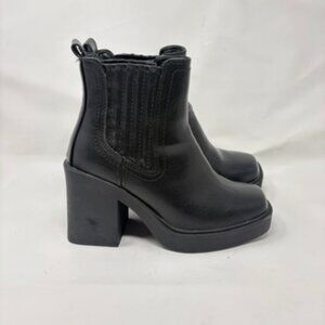 MIA Black Ankle Boots Women’s Size 7 Block Heel Platform Chelsea Square Toe